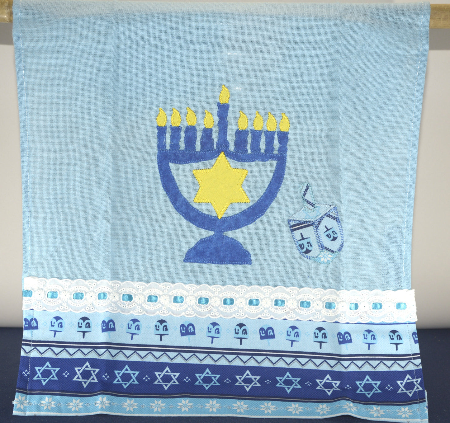 Tea Towel Hanukkah Manorah and Dreidel