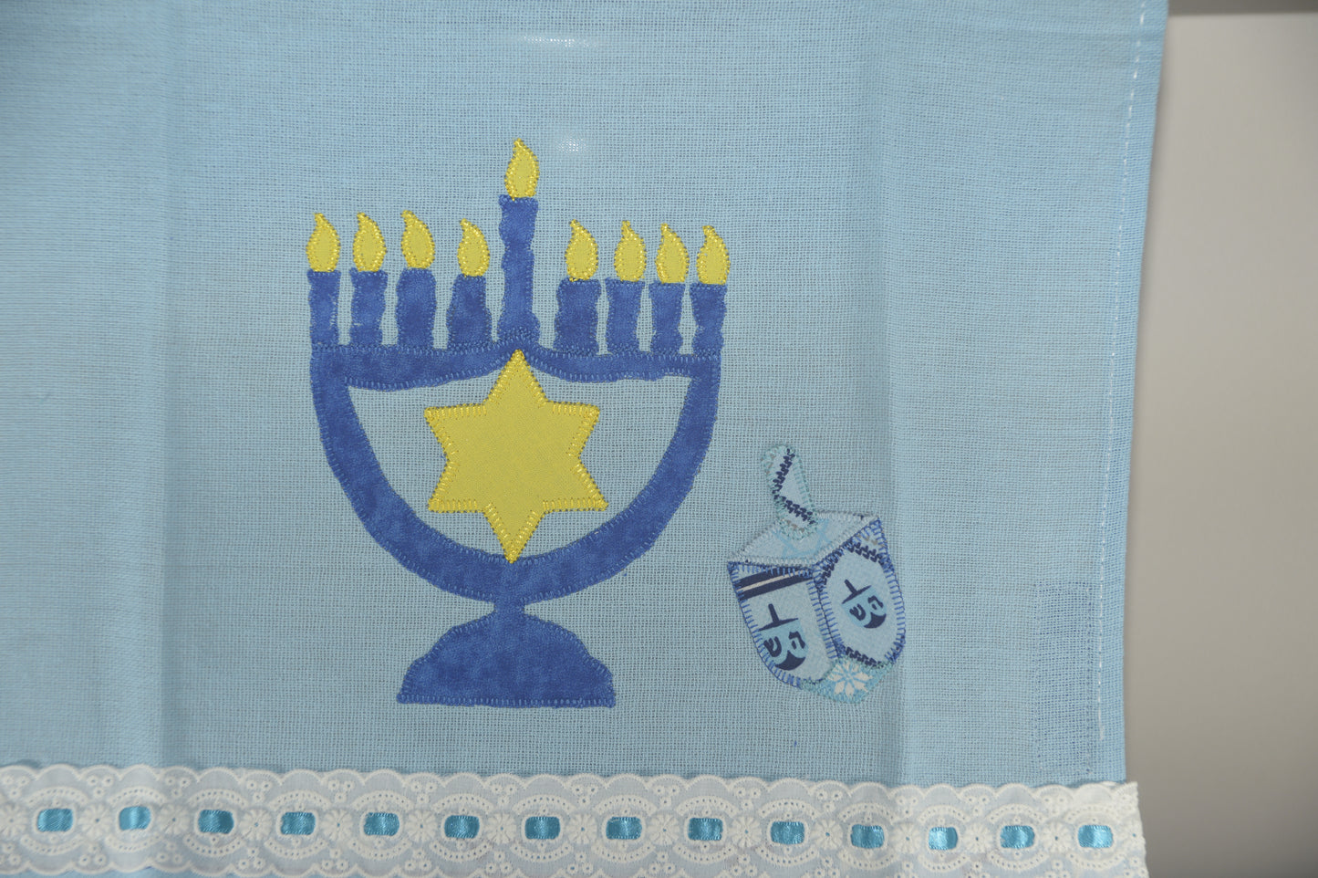 Tea Towel Hanukkah Manorah and Dreidel