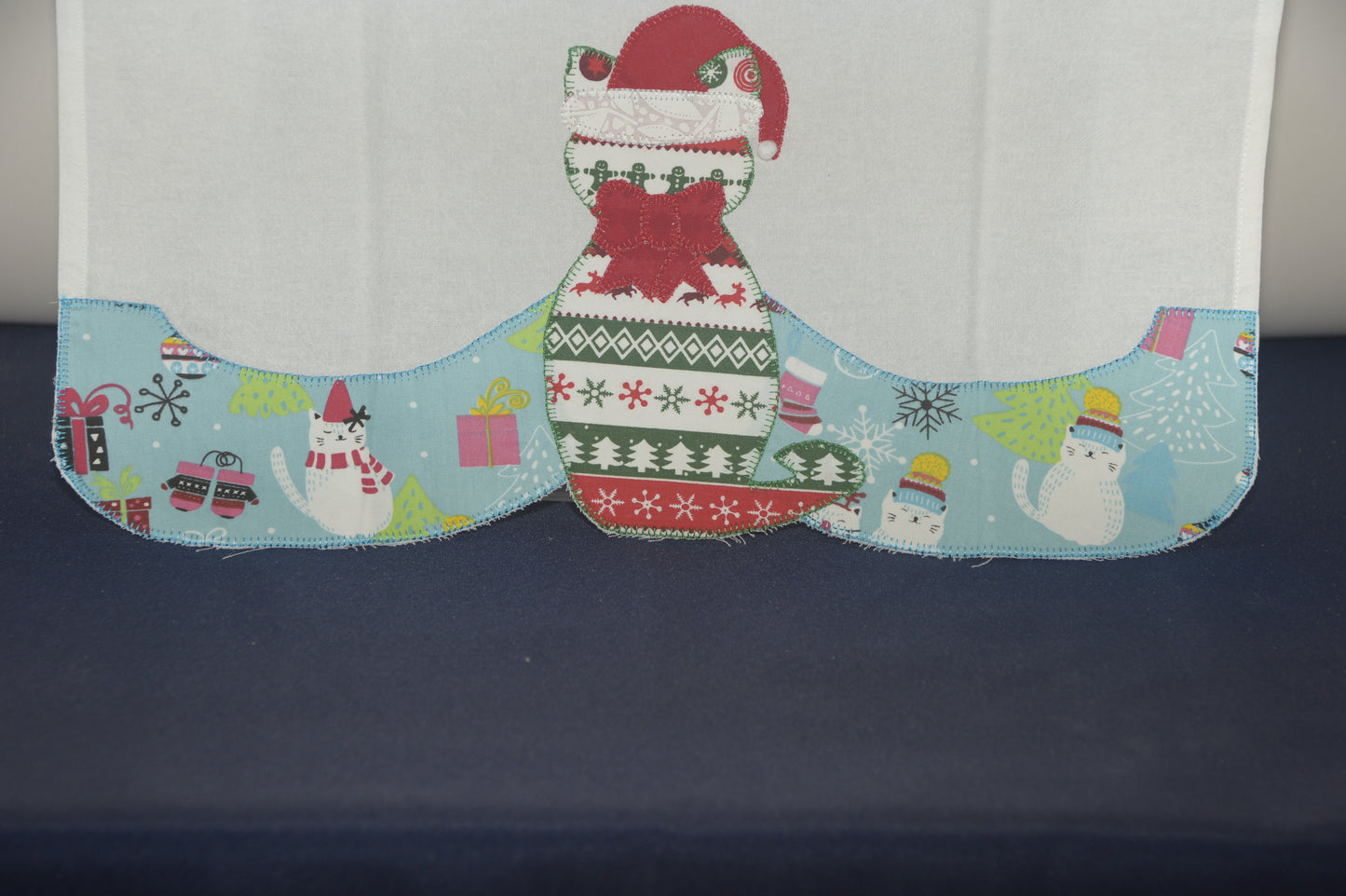 Tea Towel Santa Cat from the back