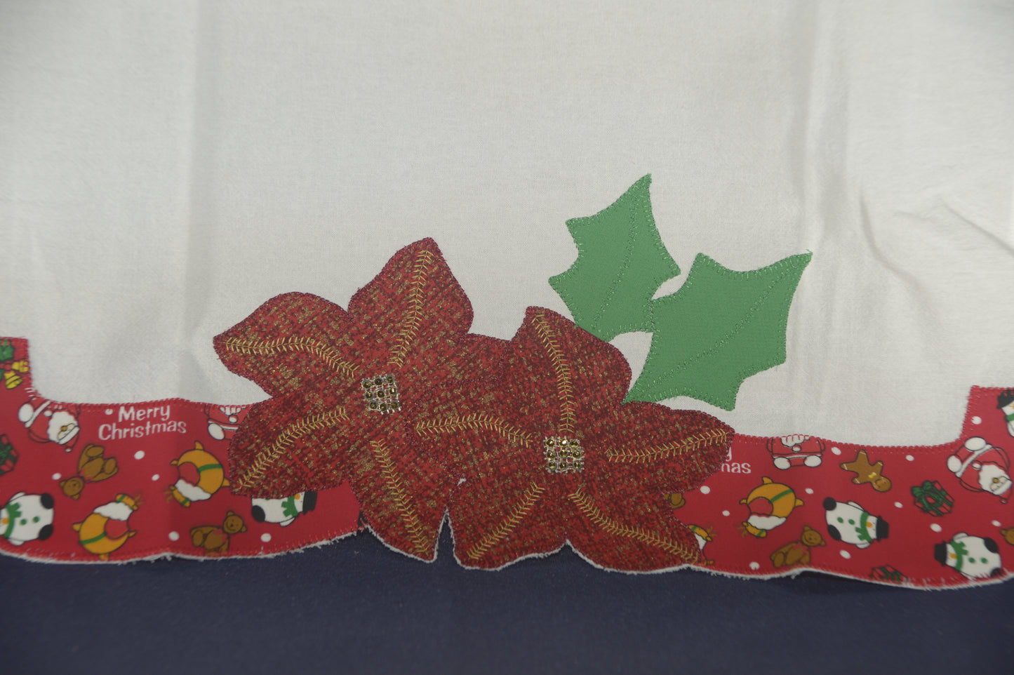 Tea Towel Mistletoe with Bedazzled Flowers
