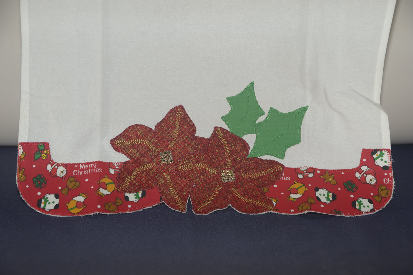 Tea Towel Mistletoe with Bedazzled Flowers