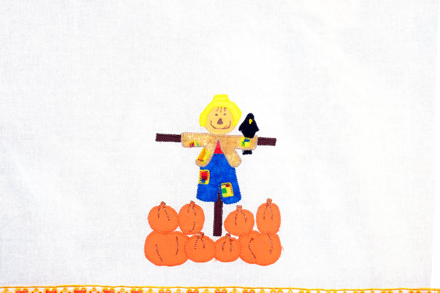 Tea Towel Scarecrow and Pumpkins
