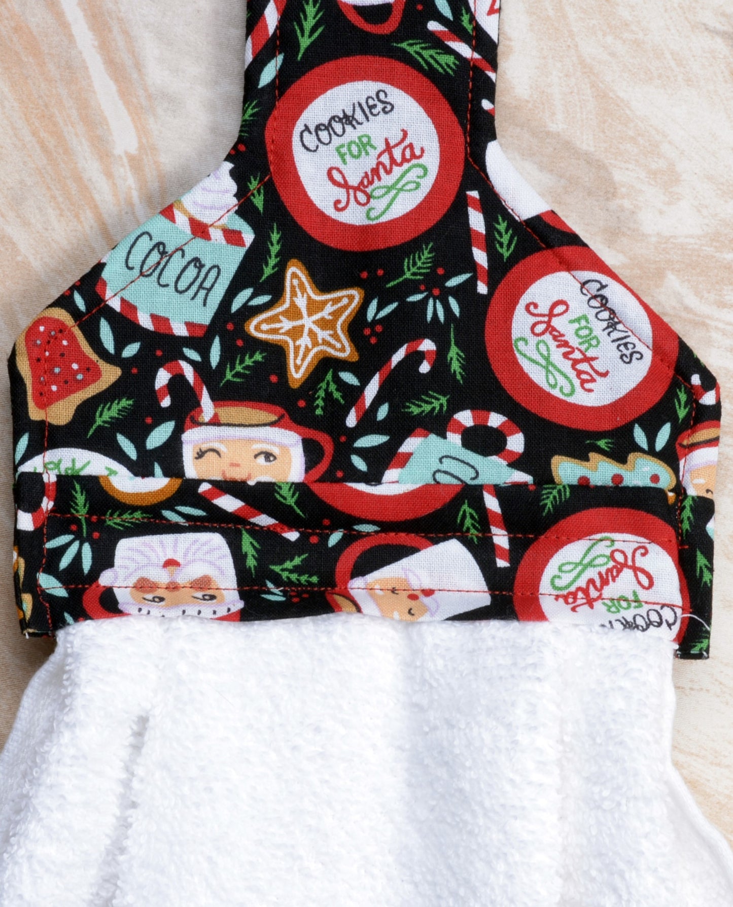 Hanging Towel - Santa's face, Cookies, Hot Cocoa