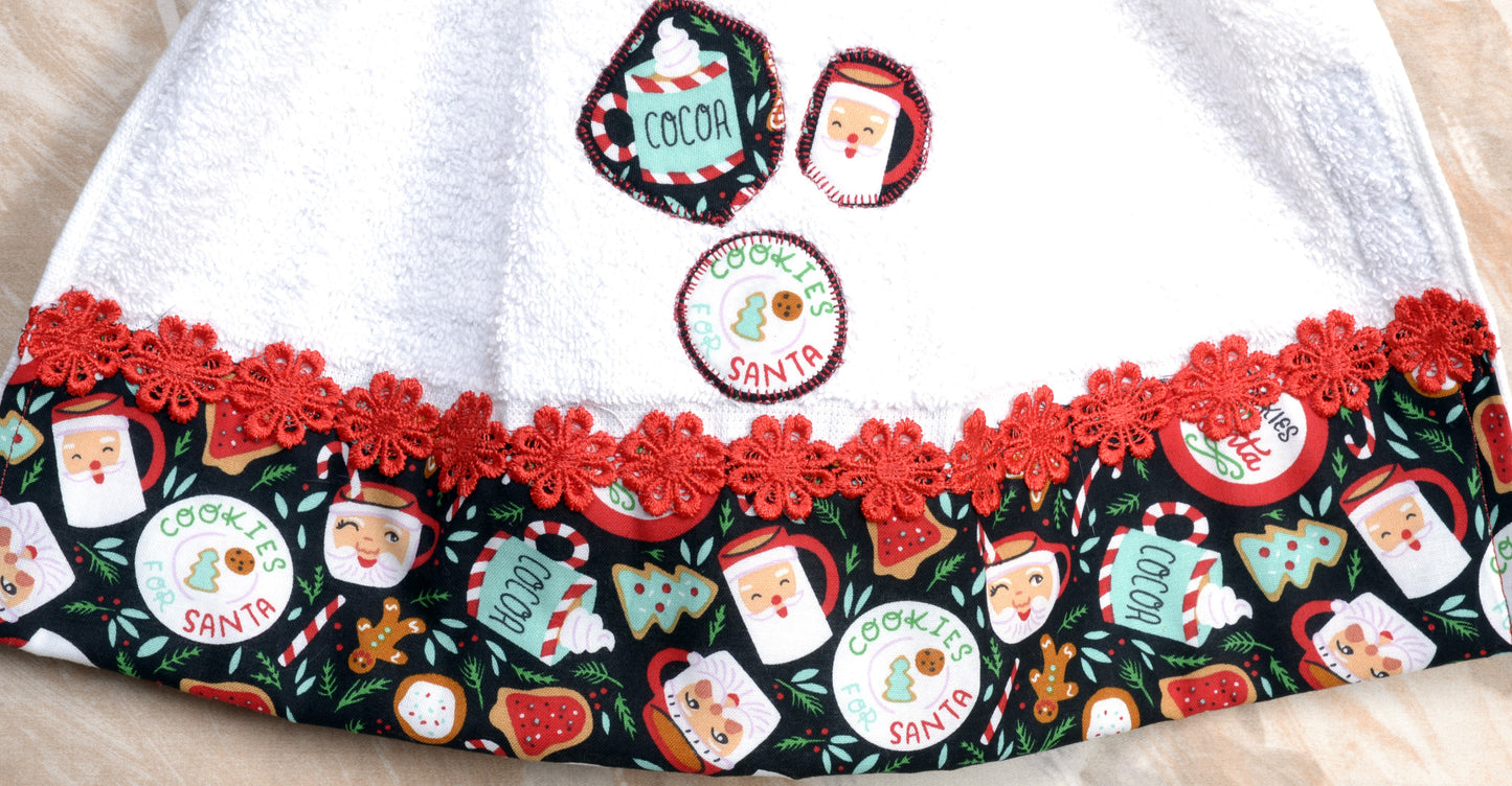 Hanging Towel - Santa's face, Cookies, Hot Cocoa