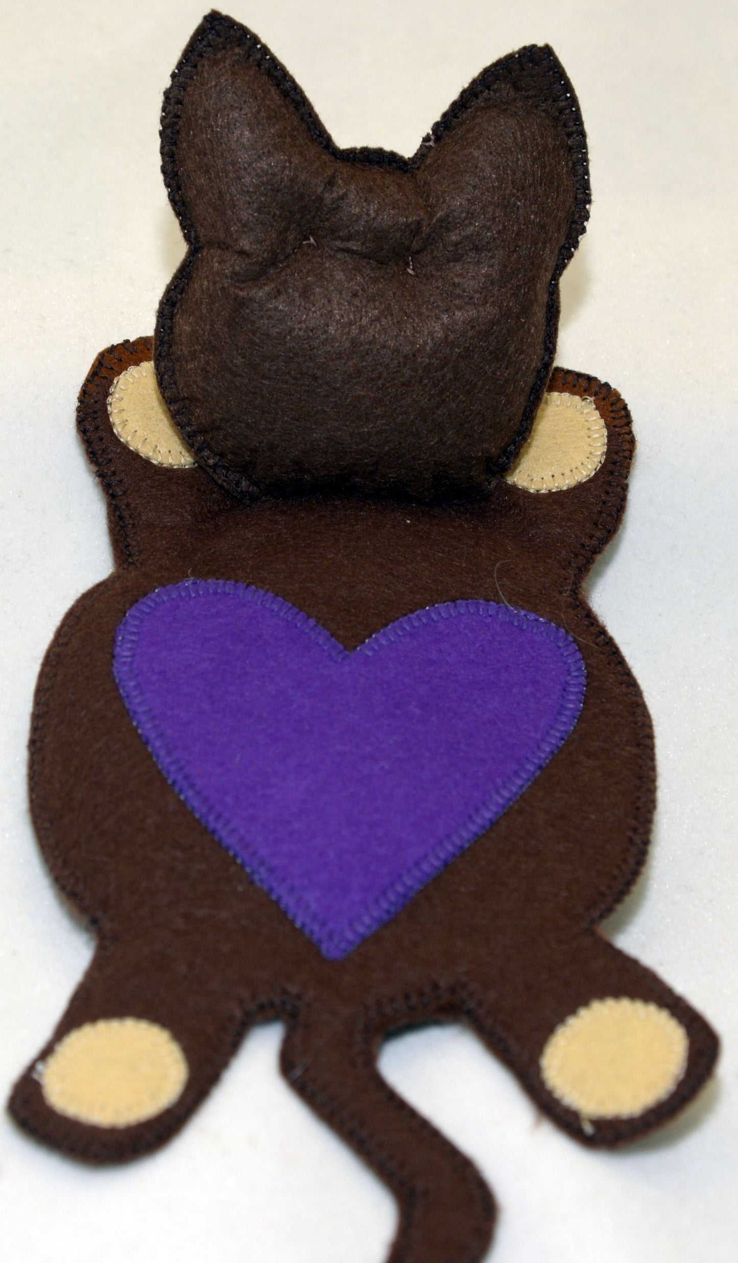 Mug Rug - Brown cat with purple heart on back