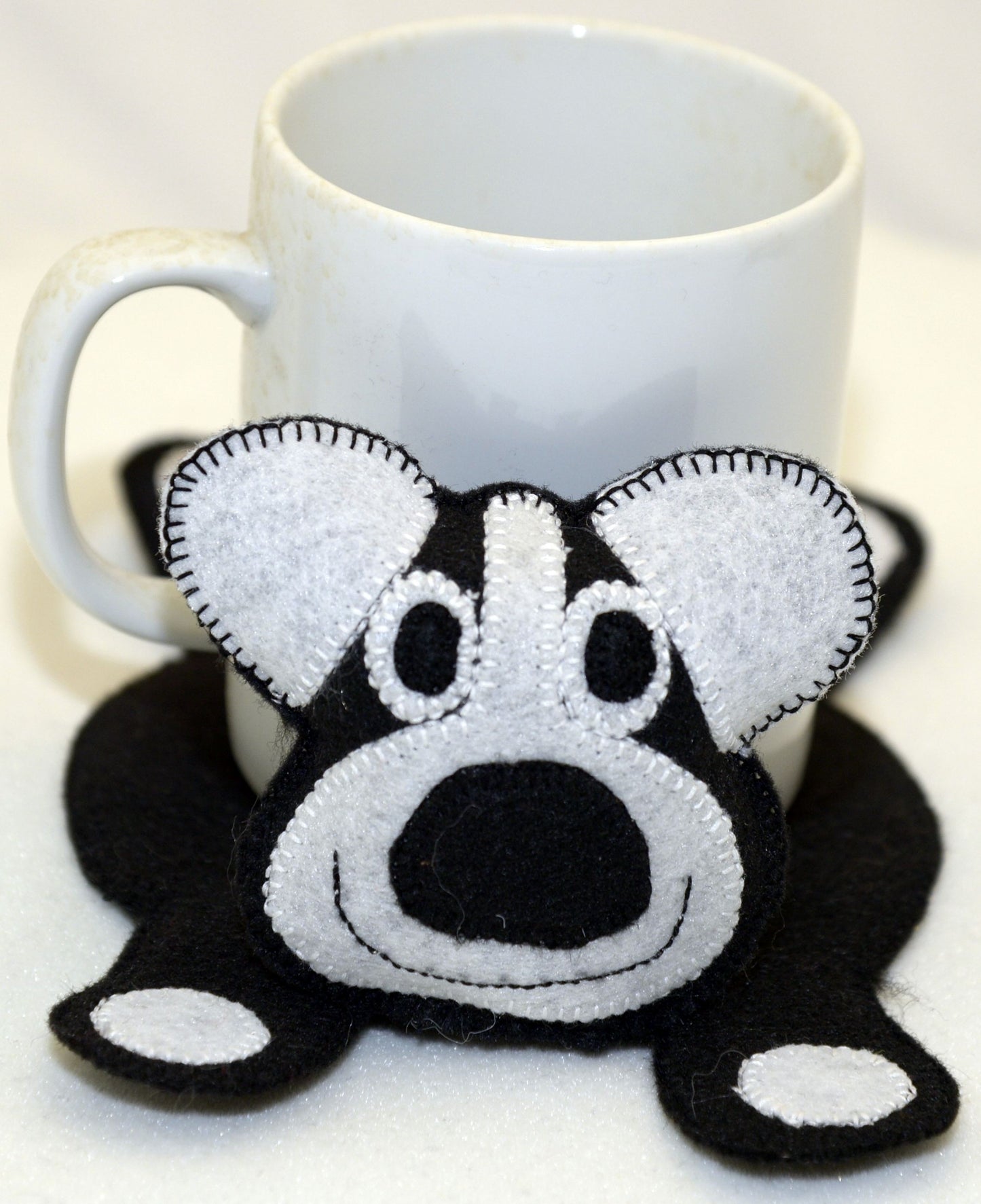 Mug Rug - Black dog with green bone