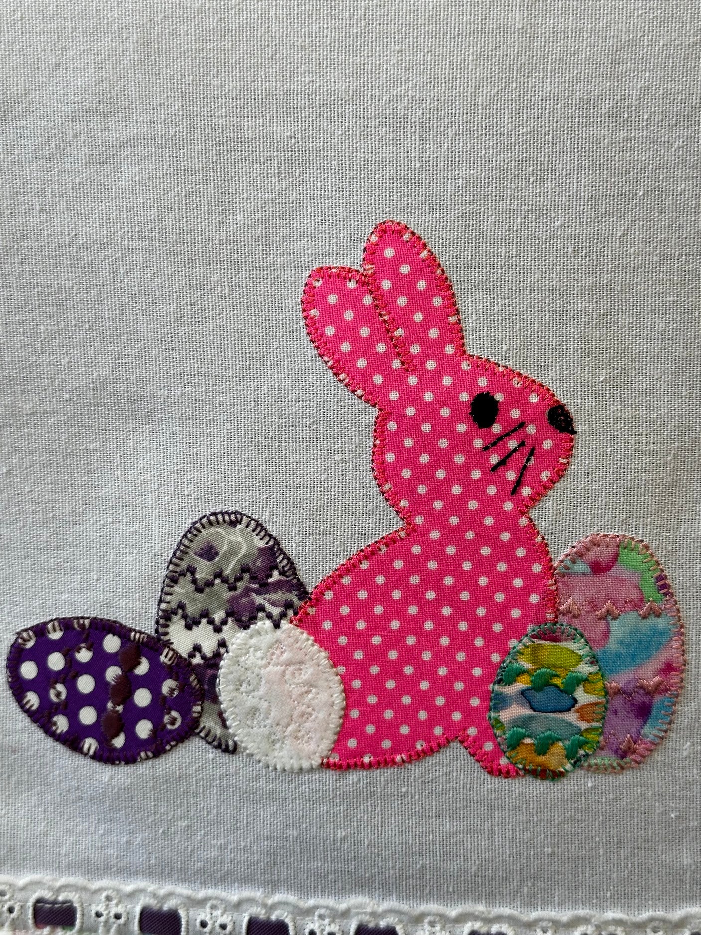 Tea Towel Easter Bunny with Eggs