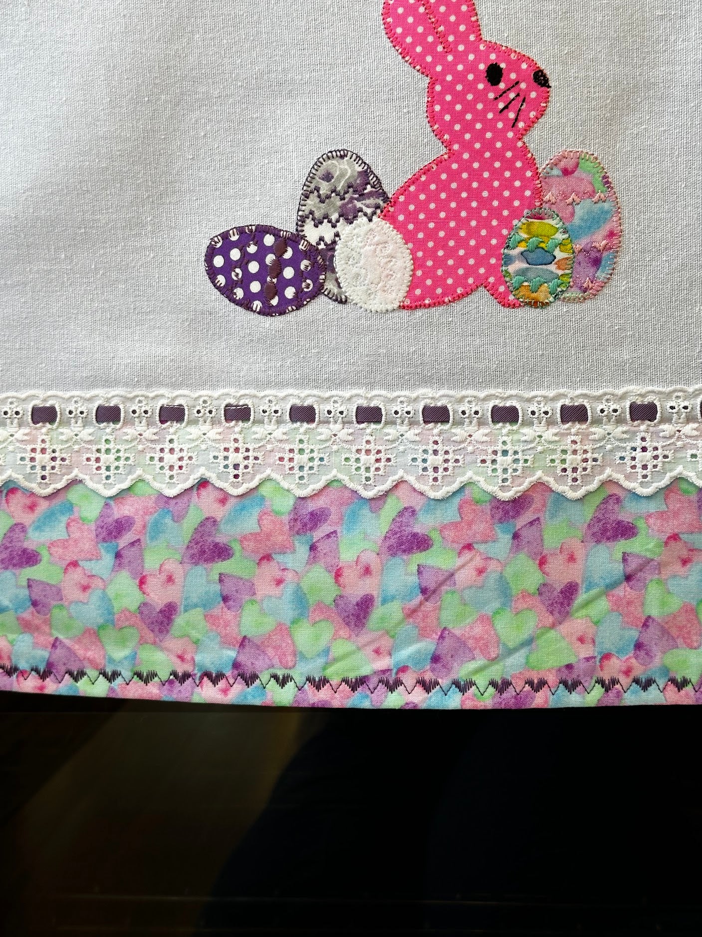 Tea Towel Easter Bunny with Eggs