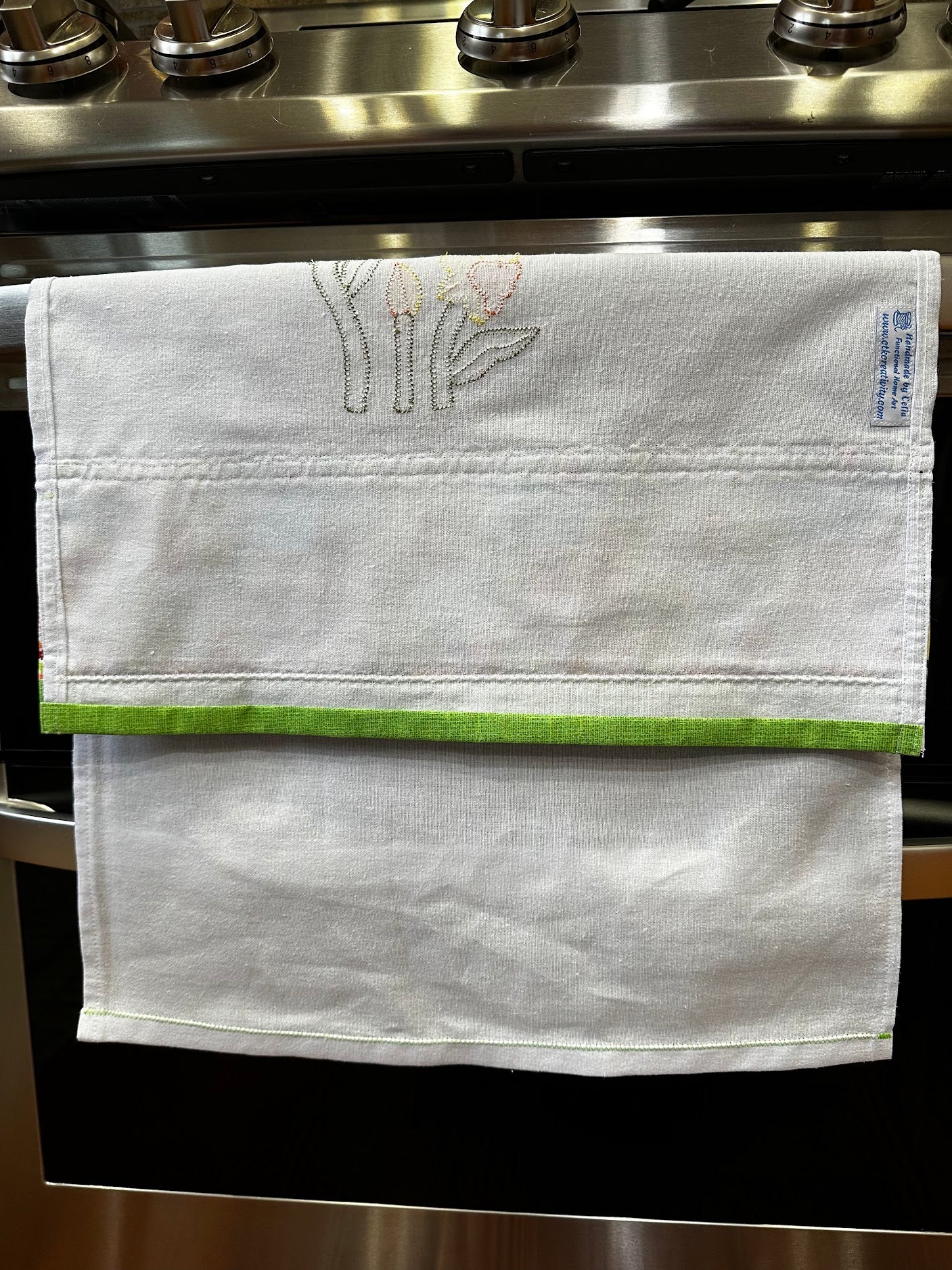 Tea Towel - Bird and Flowers Green