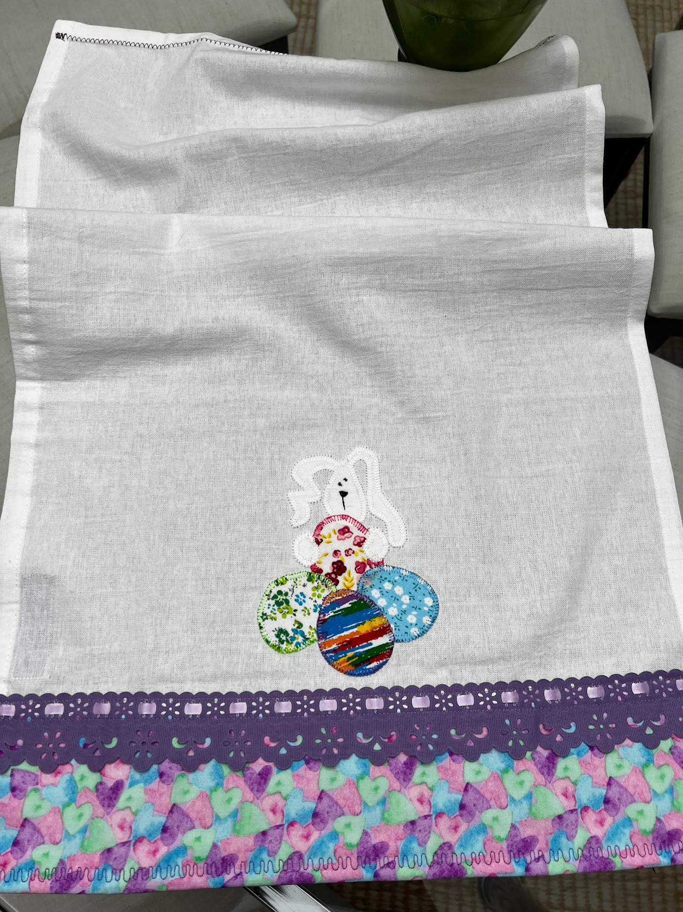 Tea Towel Funny Easter Bunny with Eggs
