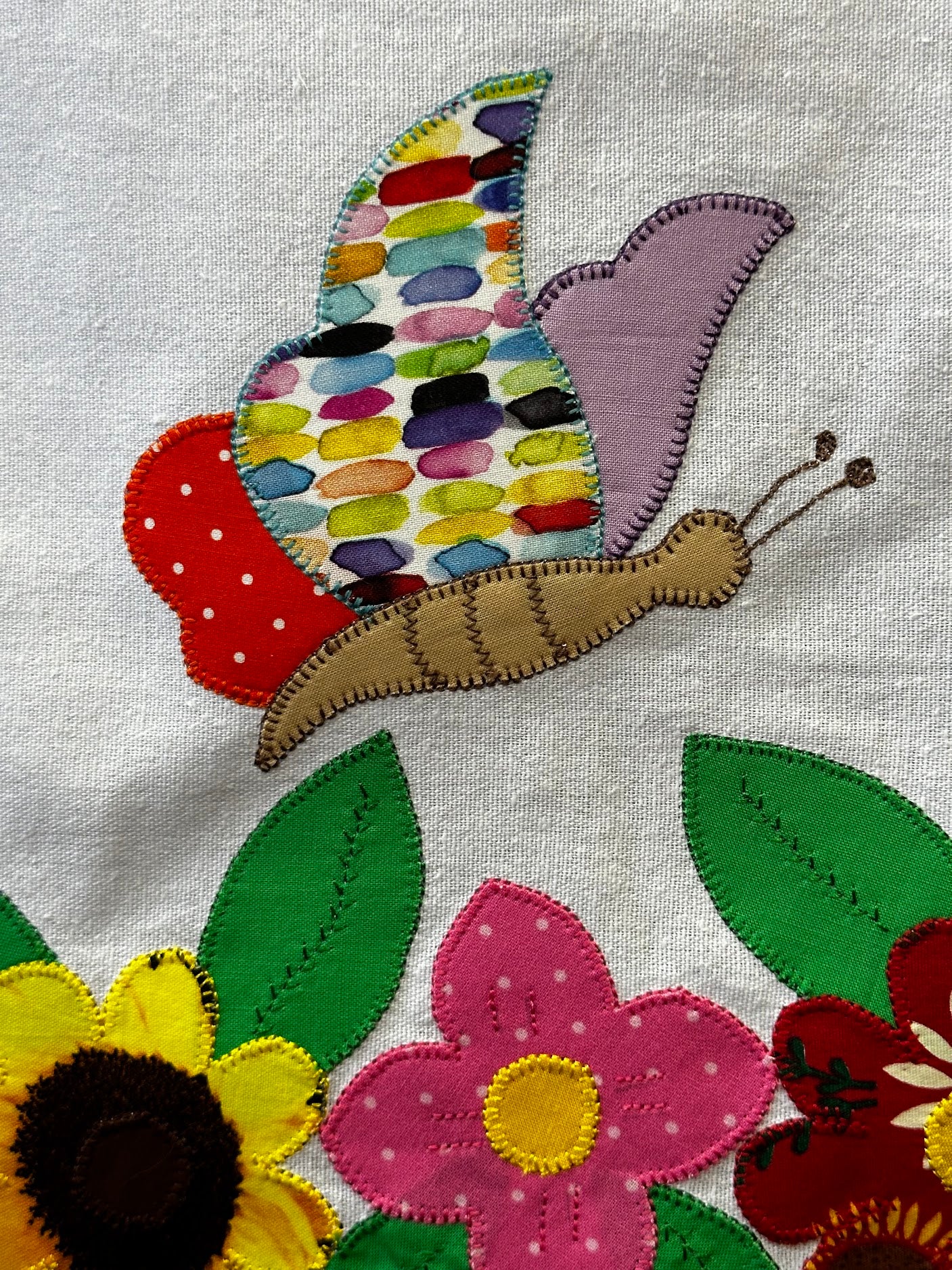 Tea Towel Butterfly and flowers