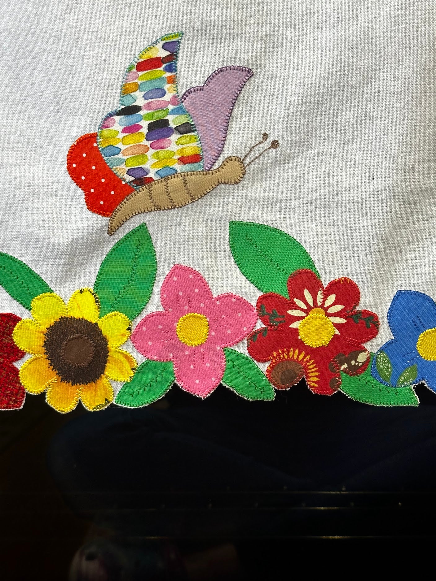 Tea Towel Butterfly and flowers