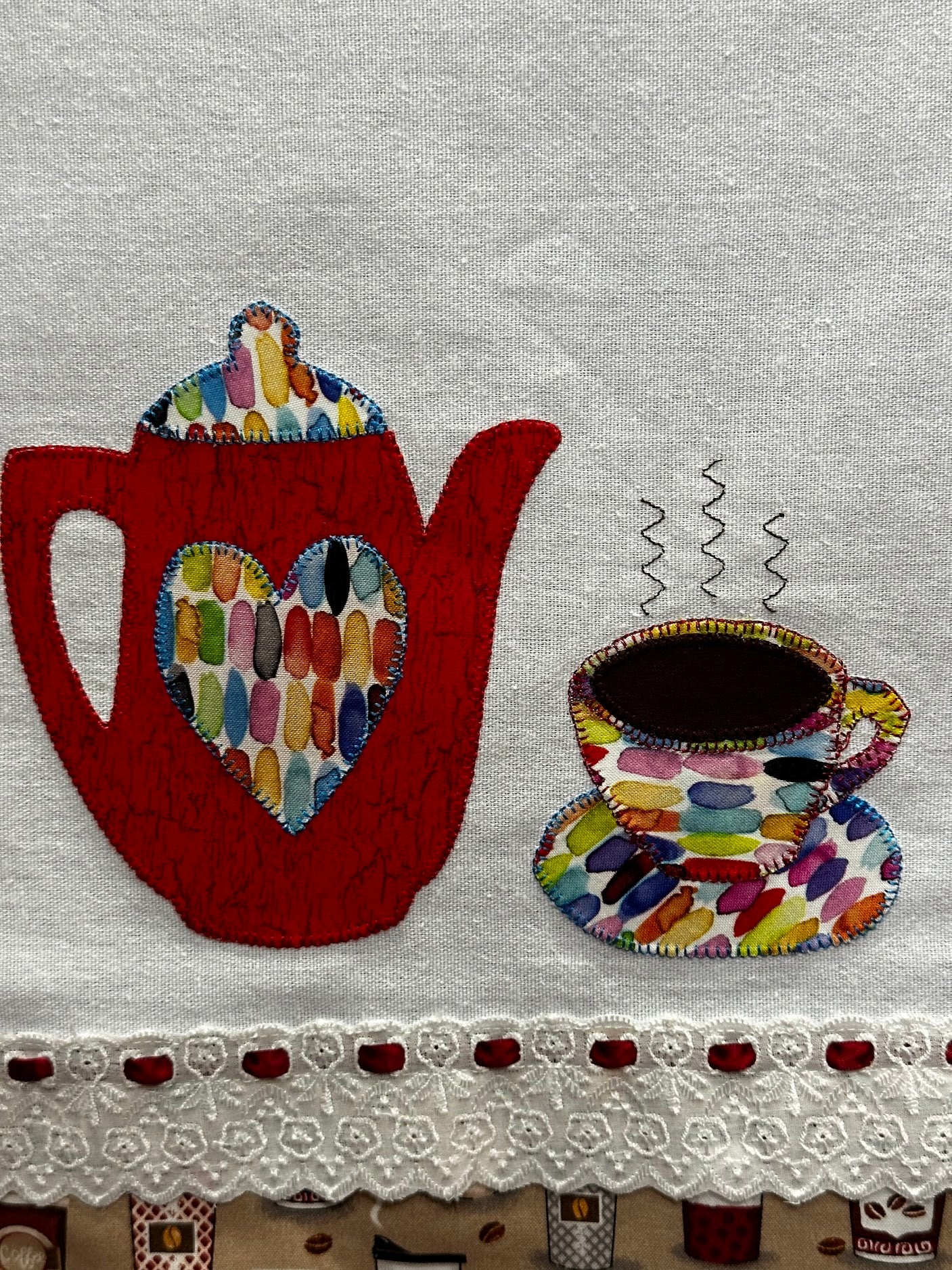 Tea Towel Coffee Pot Heart and cup