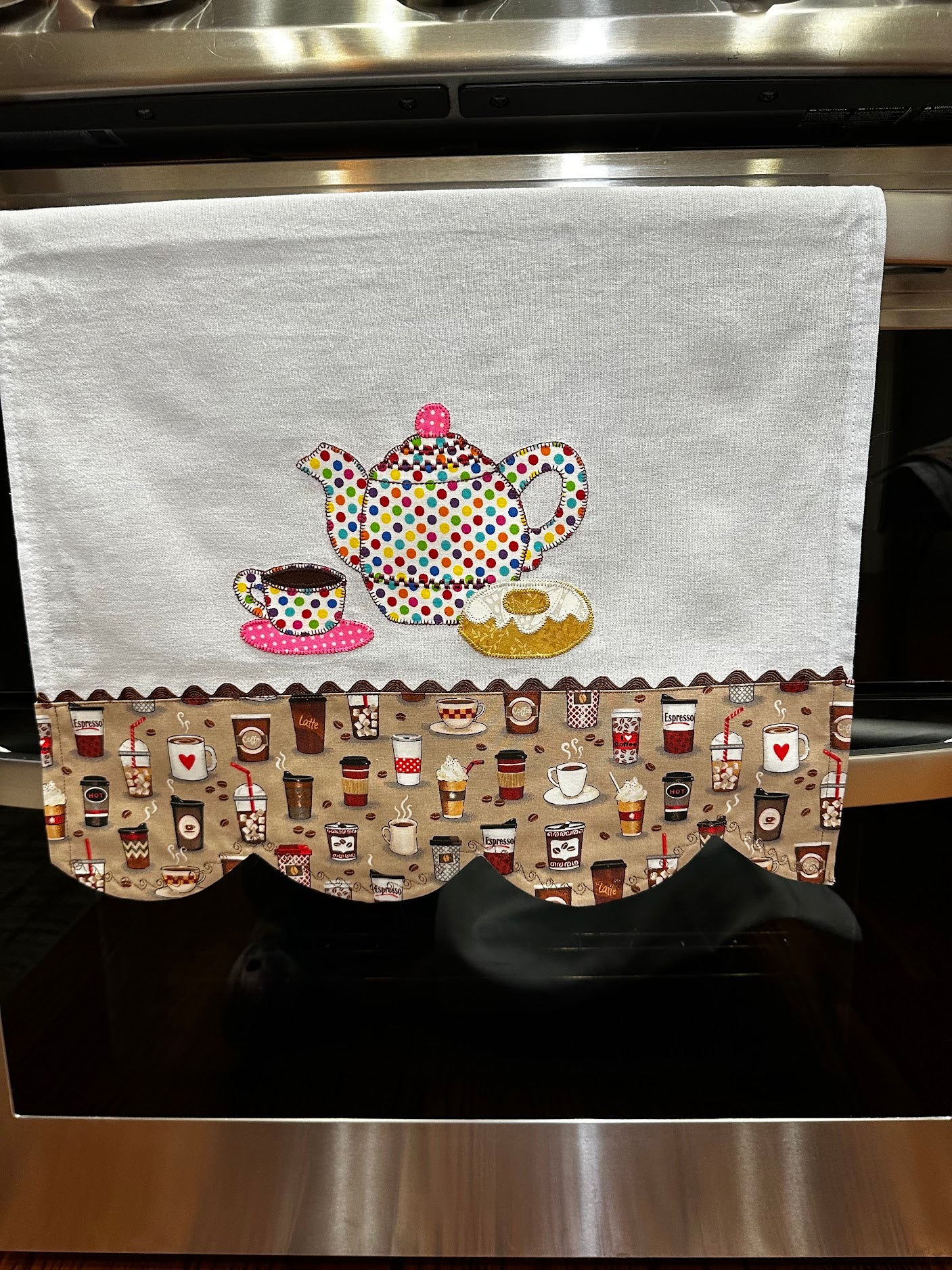 Tea Towel Coffee Pot and Donuts