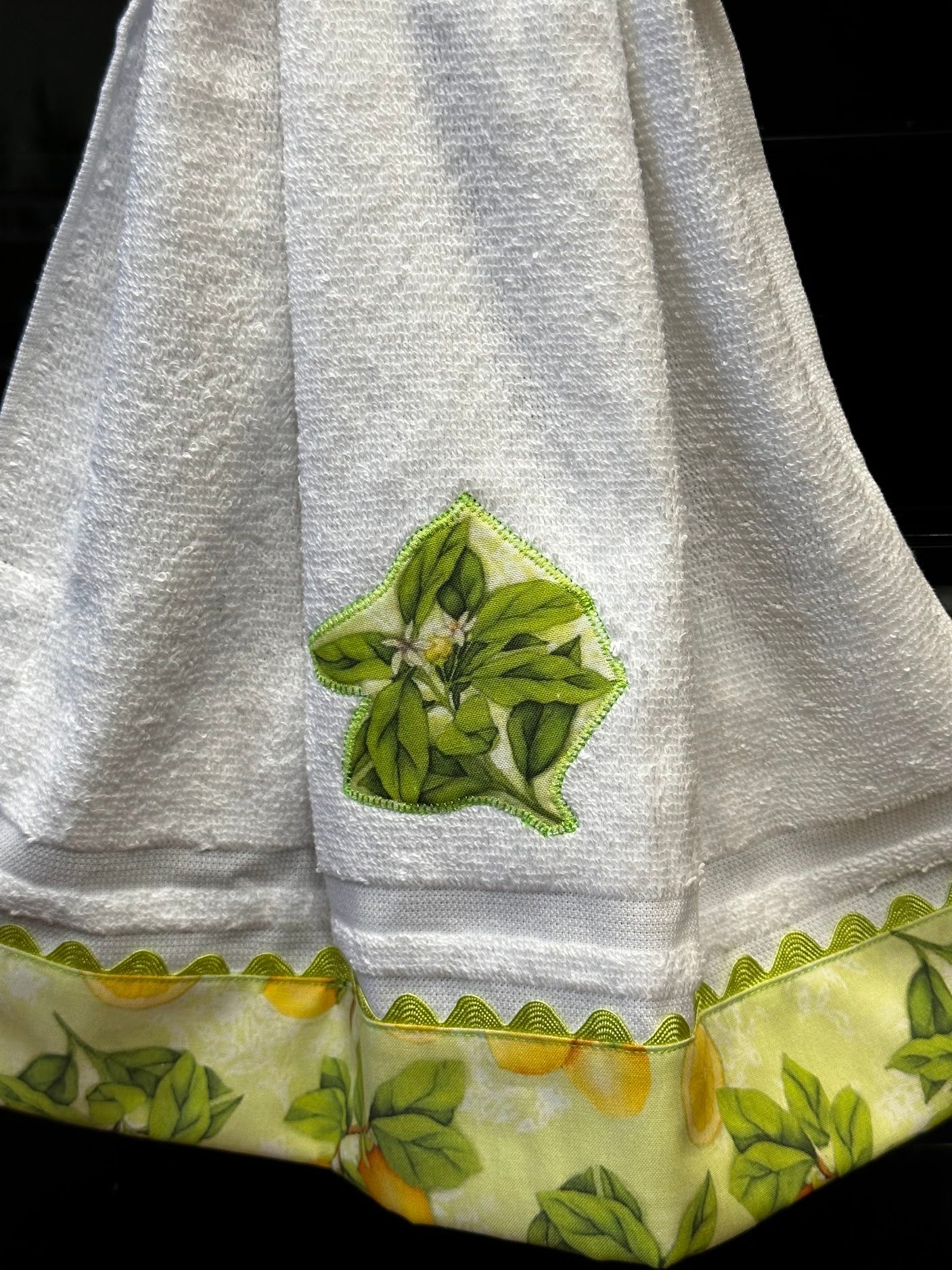 Hanging Towel - Lemons on green background