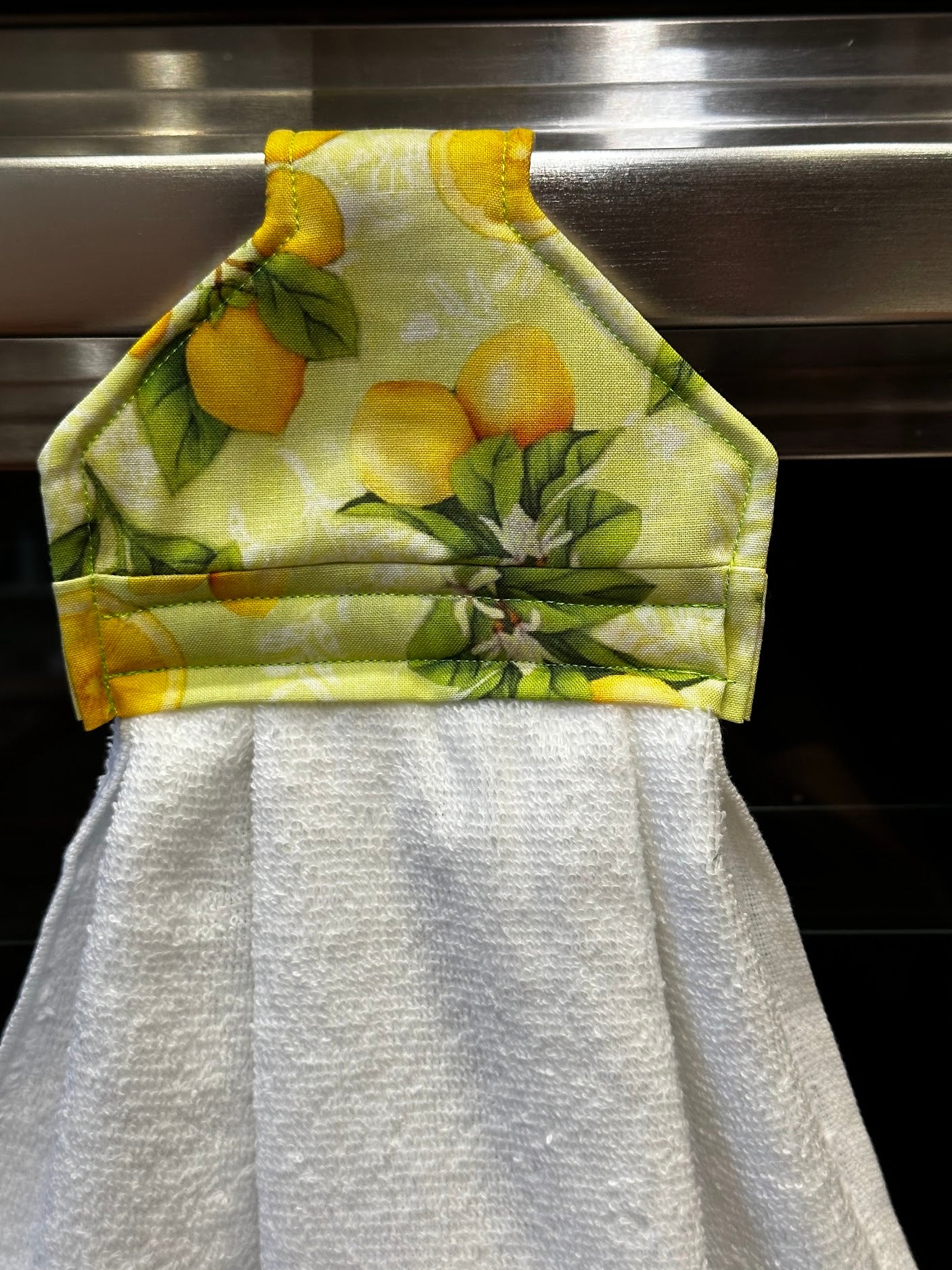 Hanging Towel - Lemons on green background