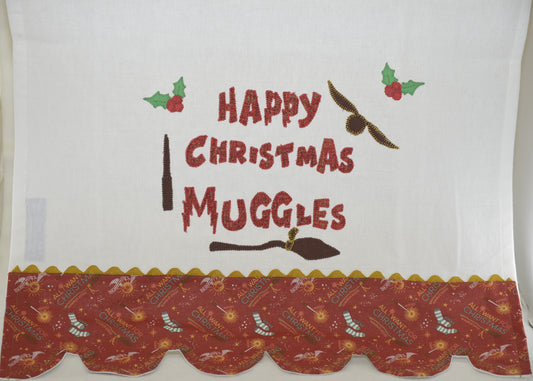 Tea Towel Harry Potter Quidditch Happy Christmas Muggles