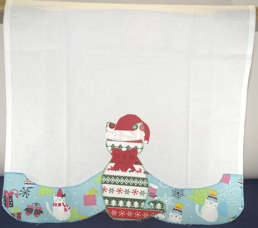 Tea Towel Santa Cat from the back