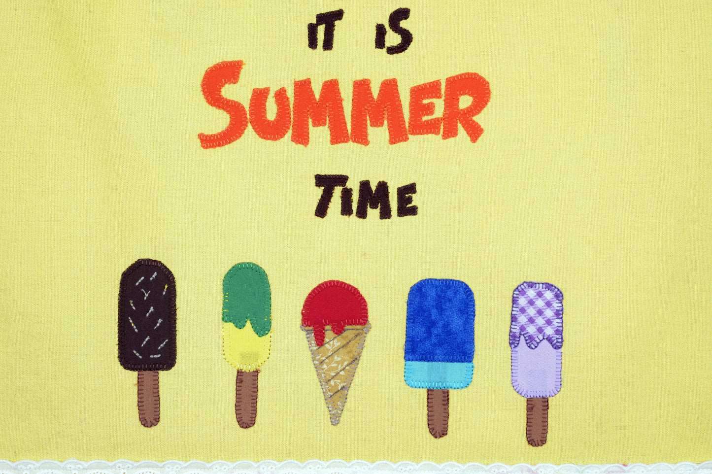 Yellow Tea Towel Popsicle - It's Summer Time