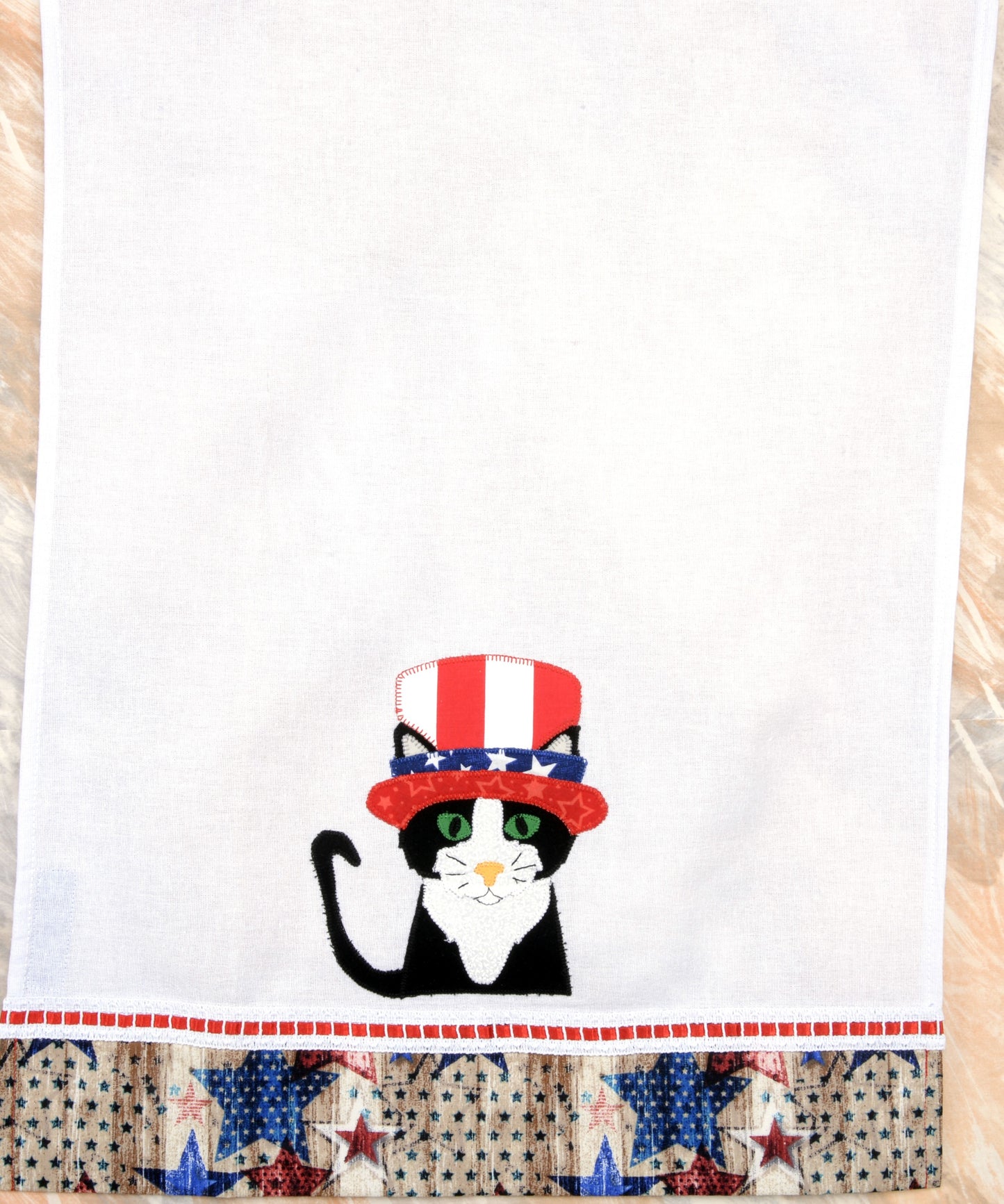 Tea Towel Patriotic Black Cat with Uncle Sam Hat