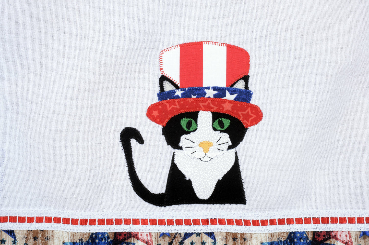 Tea Towel Patriotic Black Cat with Uncle Sam Hat