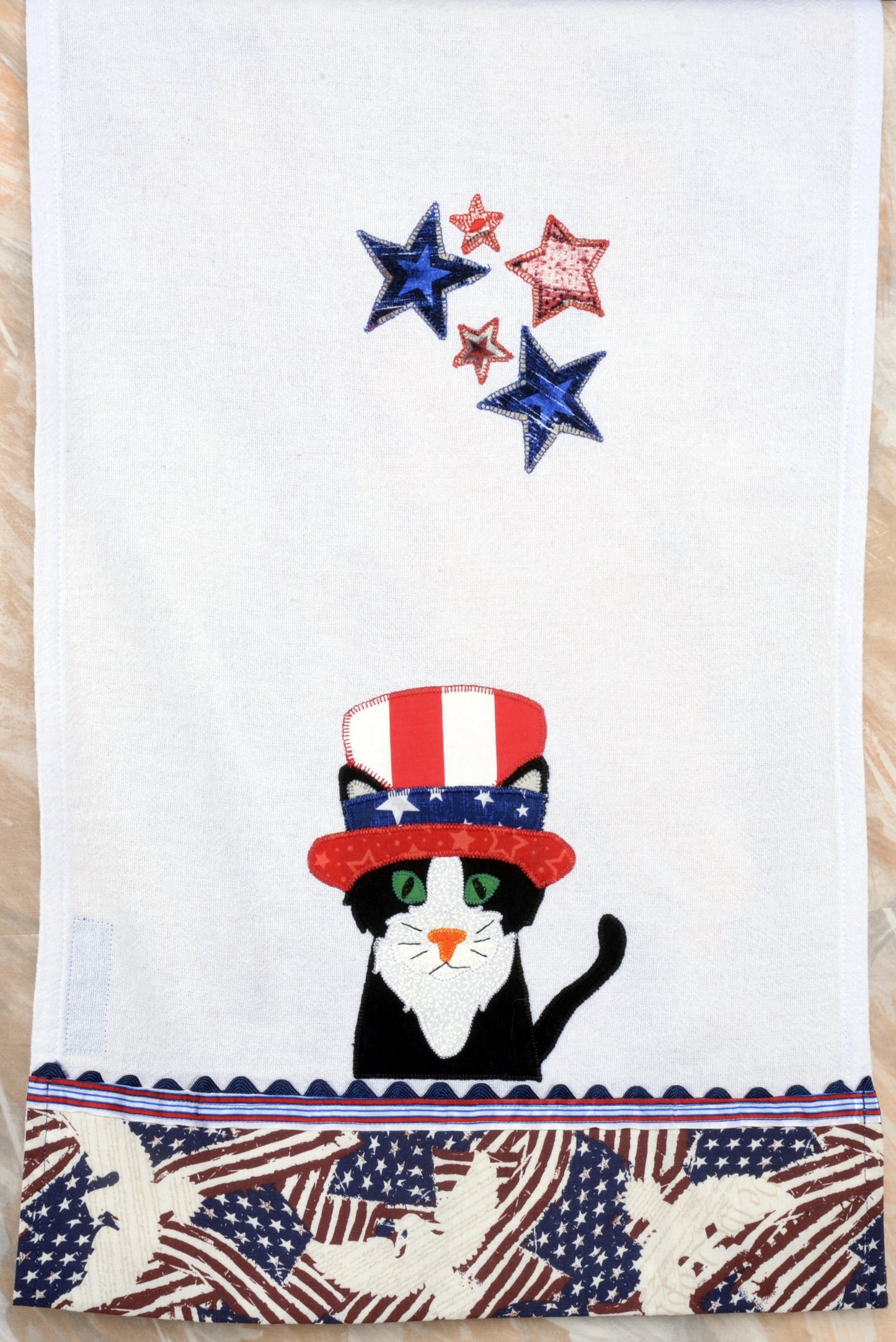 Tea Towel Patriotic Black Cat with Uncle Sam Hat