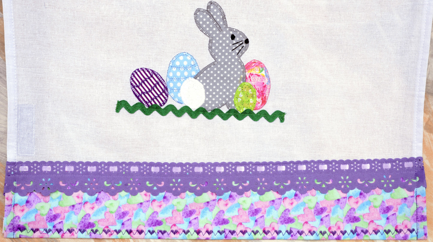 Tea Towel Easter Bunny with Eggs