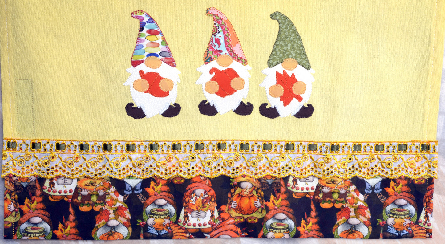 Tea Towel Happy Fall Gnomes - Yellow