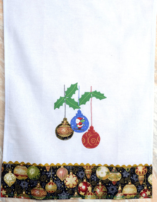 Tea Towel Mistletoe Christmas Ornament