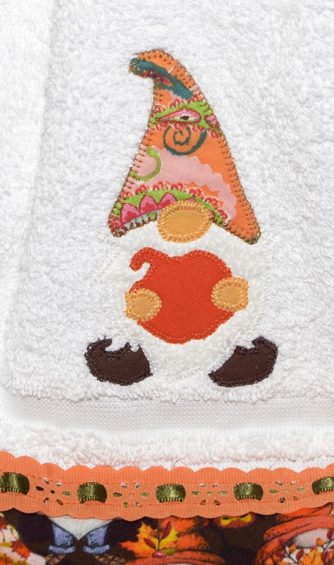 Hanging Towel - Gnome Holding Pumpkin, Fall Theme