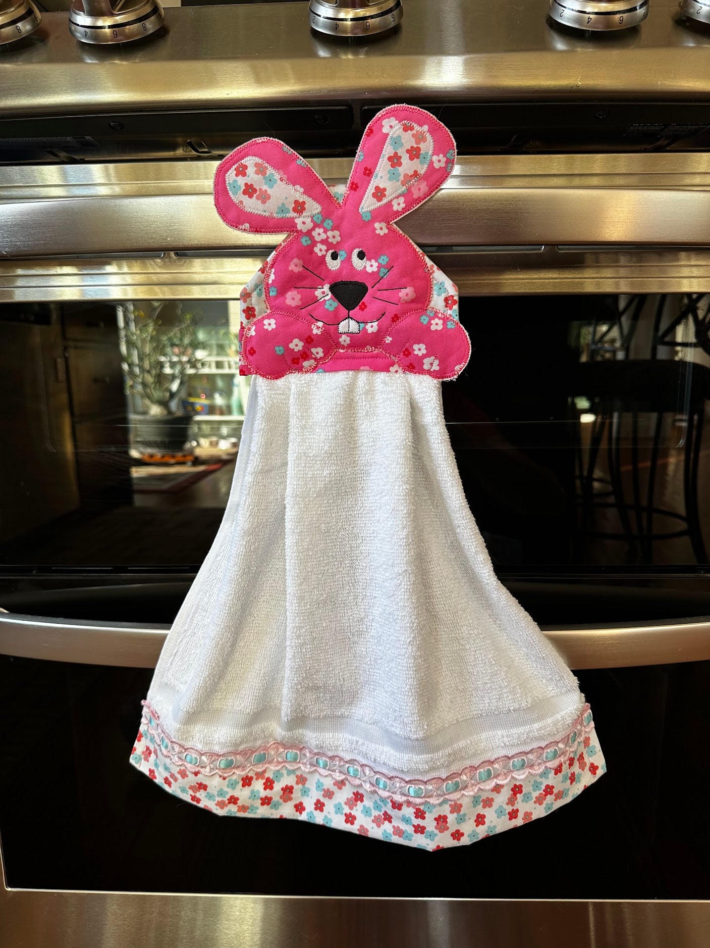 Hanging Towel - Bunny Face and flowers Easter