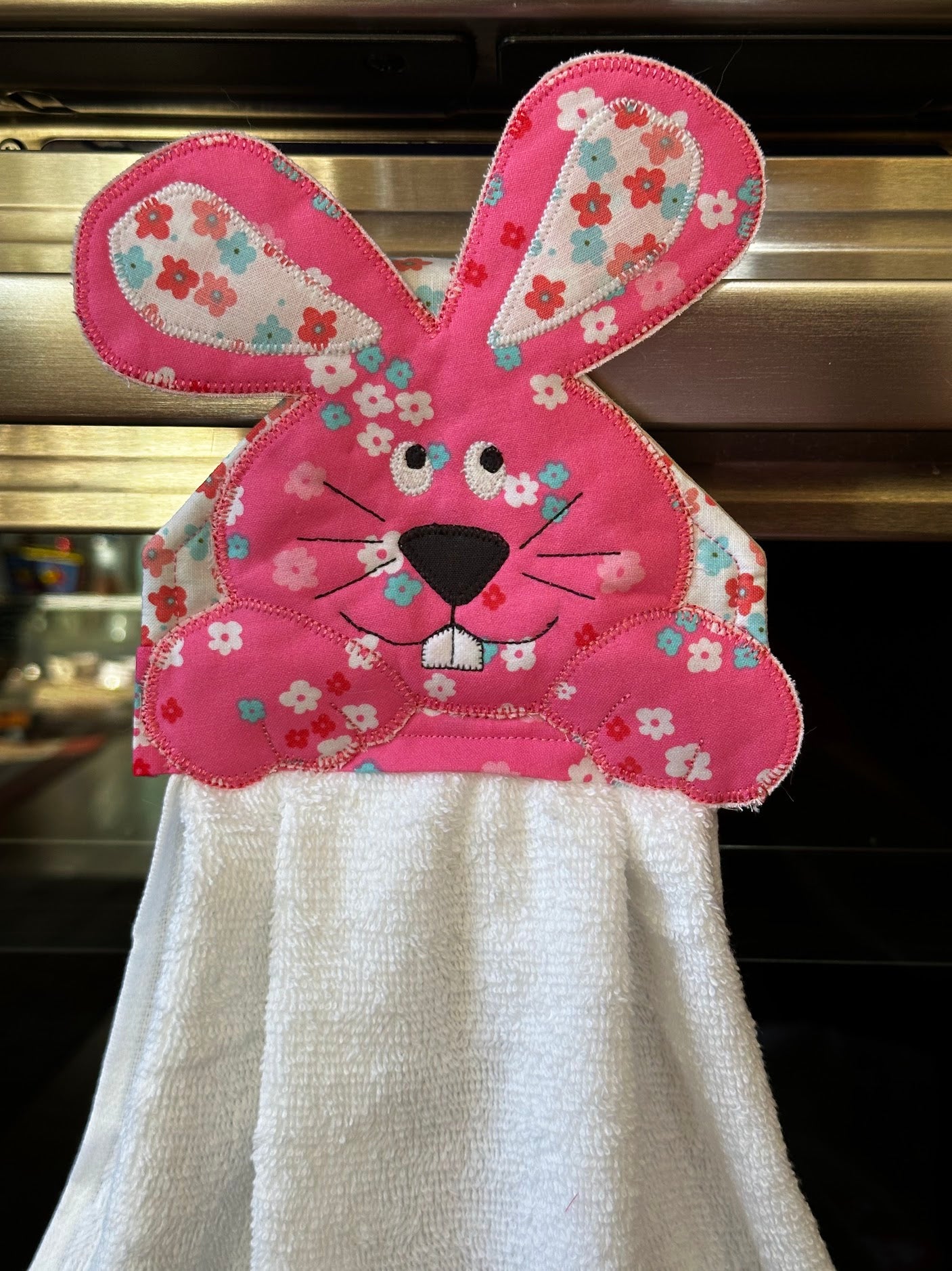 Hanging Towel - Bunny Face and flowers Easter