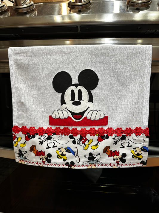 Tea Towel - Mickey Mouse Peeking Over the wall