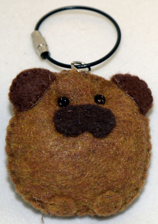 Key Ring/Backpack Charm - Brown Dog Face