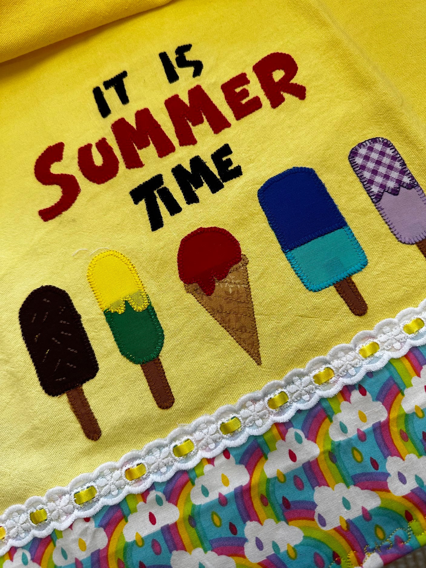 Yellow Tea Towel Popsicle - It's Summer Time