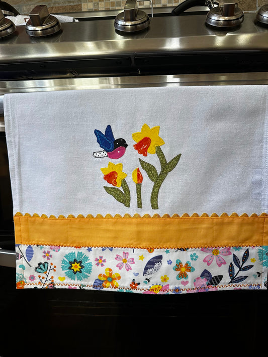 Tea Towel - Bird and Flowers