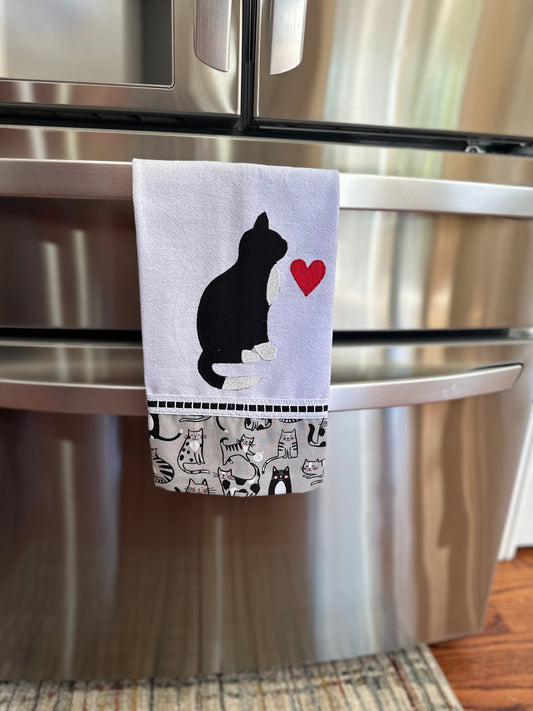 Tea Towel Love Black Cat