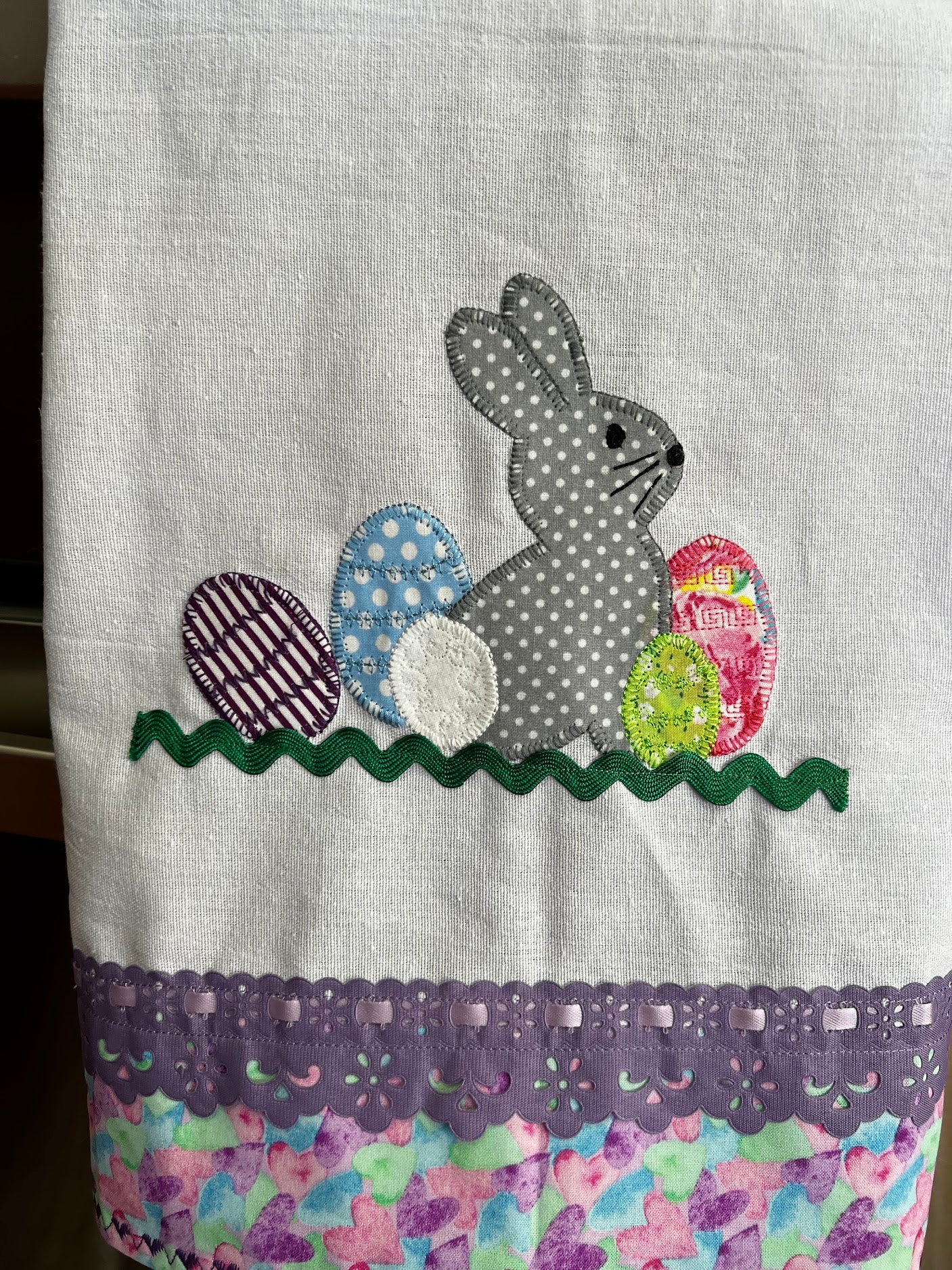 Tea Towel Easter Bunny with Eggs