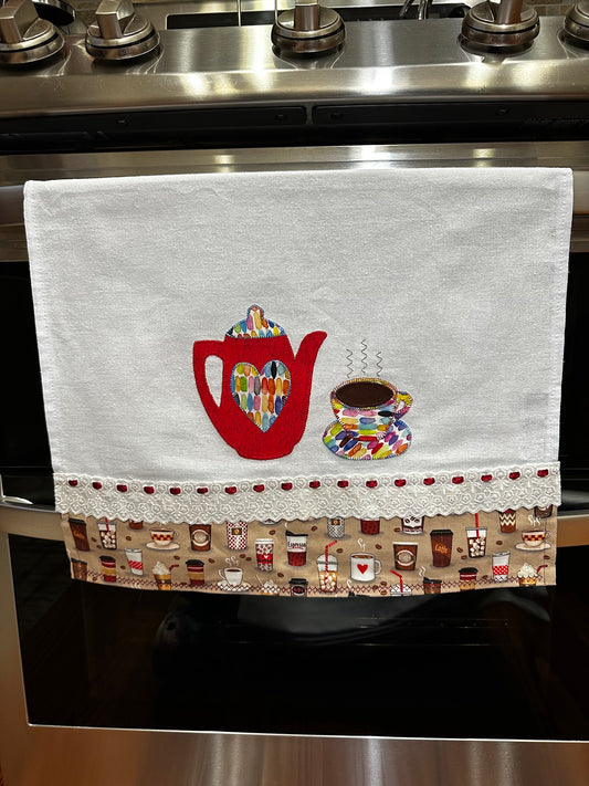 Tea Towel Coffee Pot Heart and cup