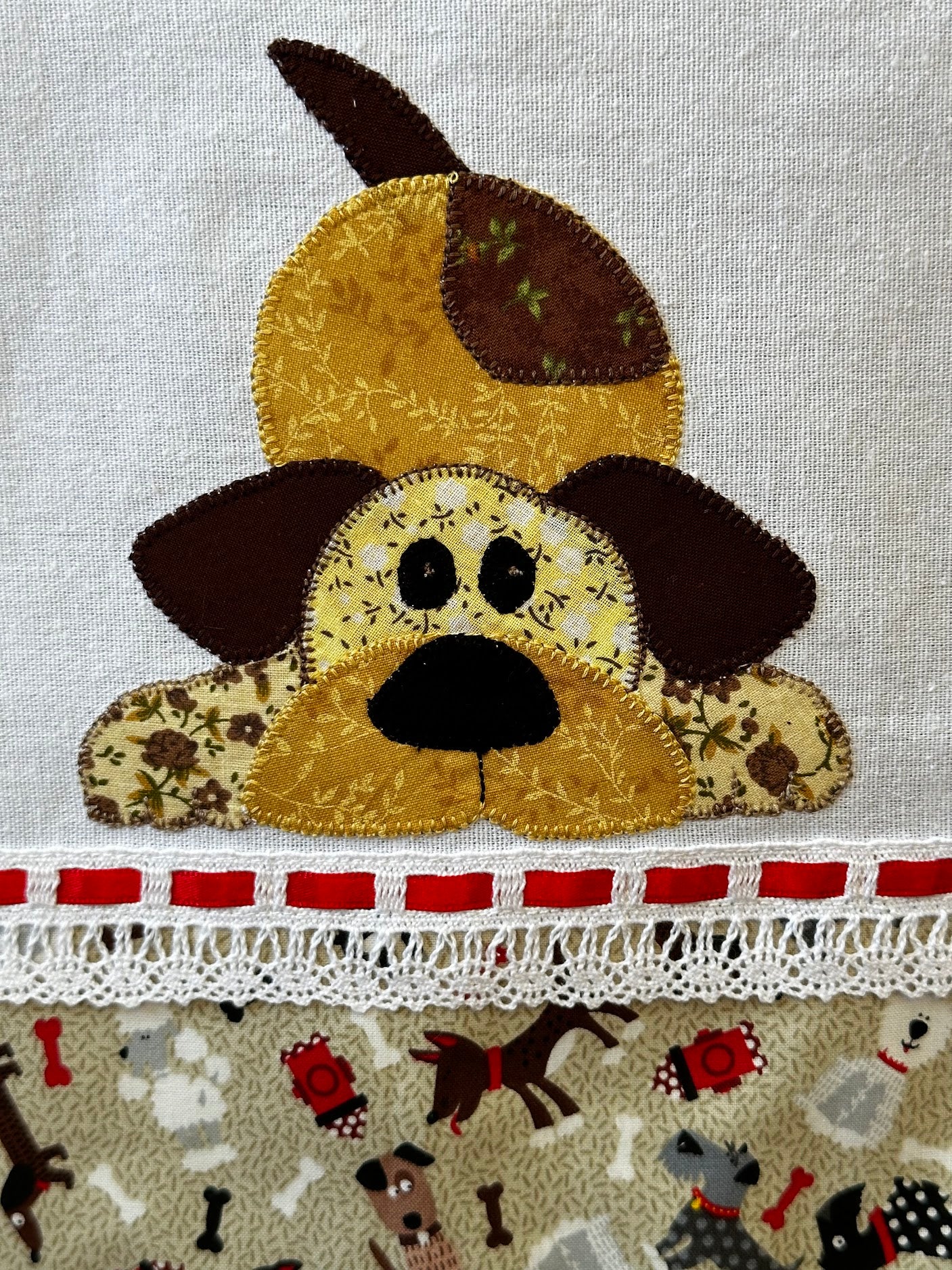 Tea Towel cute little dog playing