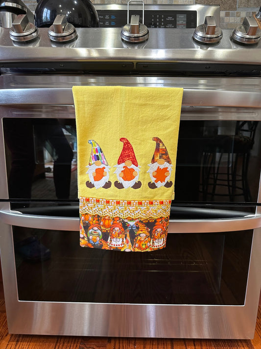 Tea Towel Happy Fall Gnomes - Yellow