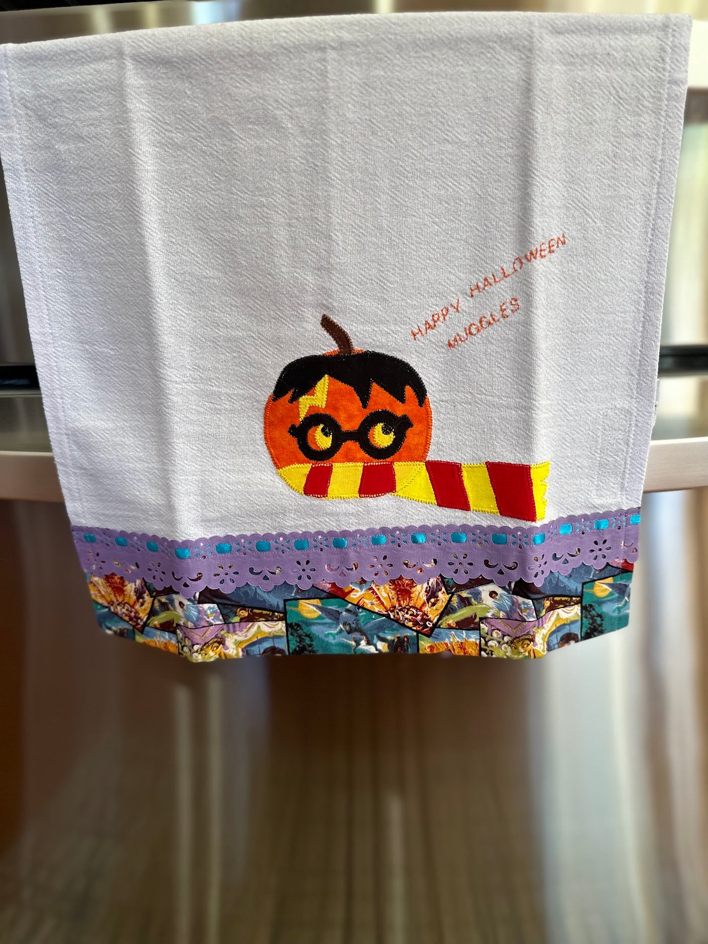 Tea Towel Harry Potter Pumpkin Happy Halloween Muggles