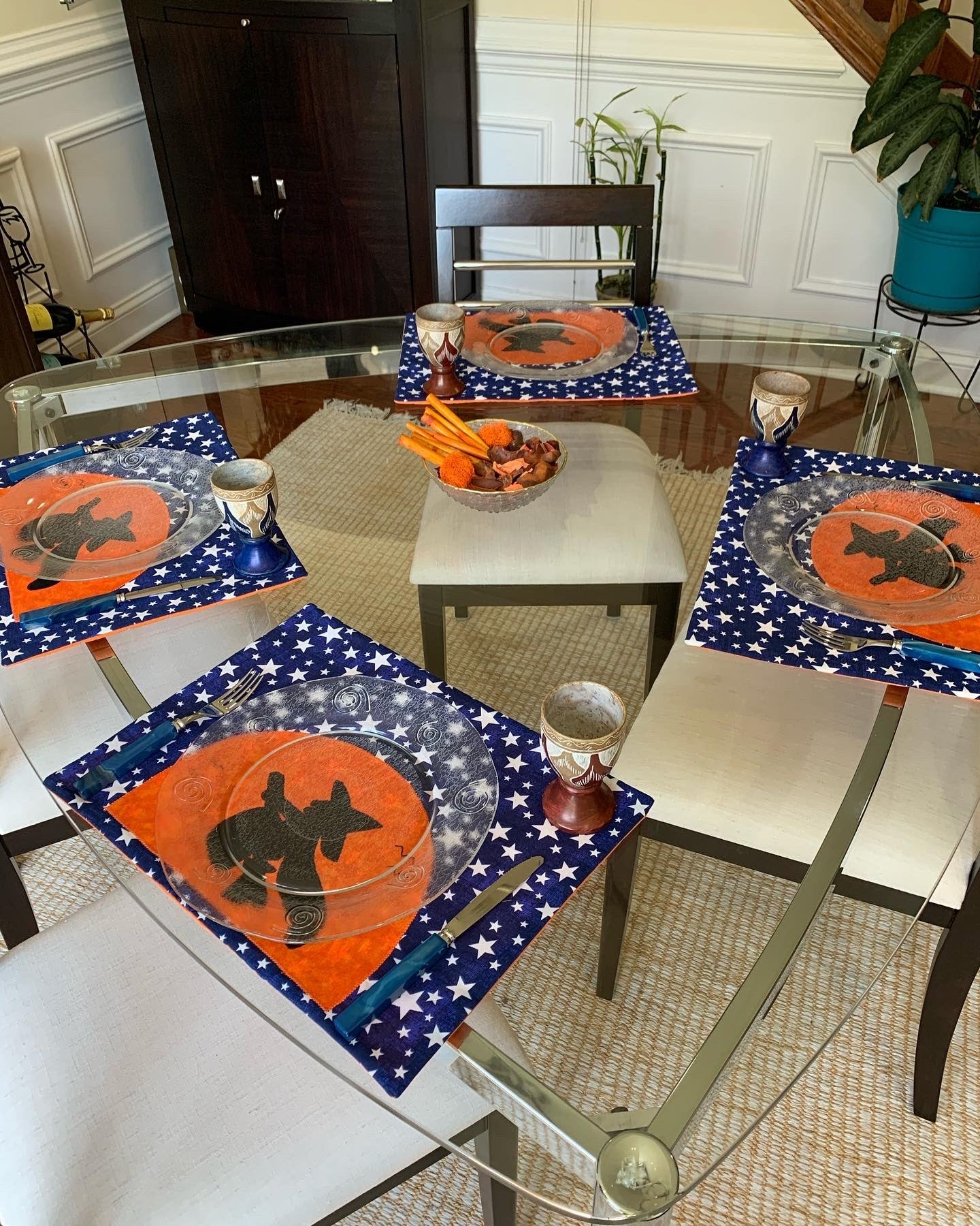 Placemats Halloween Flying Witch set of 4